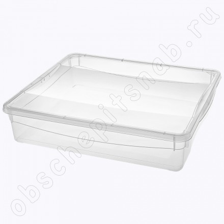 Ящик с крышкой универсальный 9 л., пластик (400*335*85 мм) Кристалл
