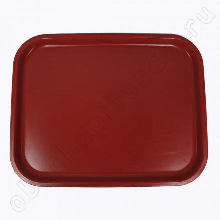 Поднос пластиковый 460*360*20 мм красный столовый ударопрочный для заморозки, ОБЩЕПИТ