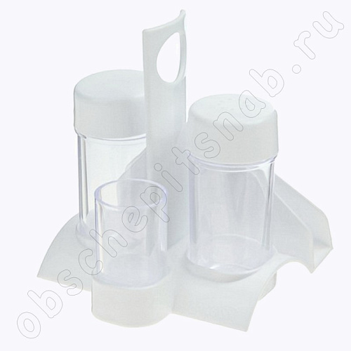 Набор для специй пластик на подставке Рондо (снежно-белый) Набор для специй пластик на подставке Рондо (снежно-белый)