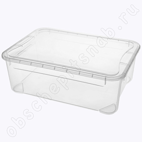 Ящик с крышкой универсальный 31 л., пластик (555*390*190 мм) Кристалл Ящик с крышкой универсальный 31 л., пластик (555*390*190 мм) Кристалл