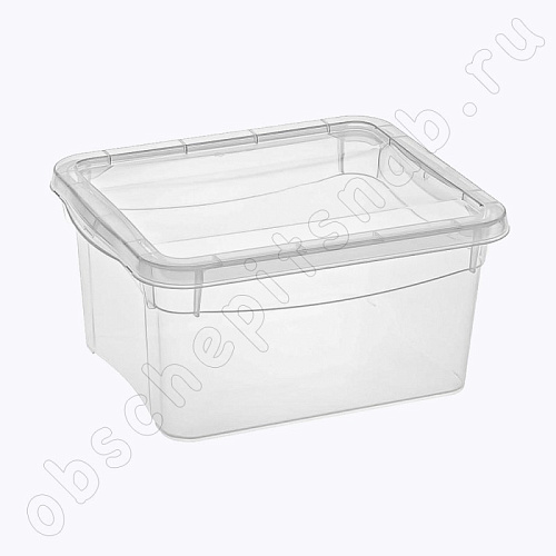 Ящик с крышкой универсальный 2 л., пластик (190*157*90 мм) Кристалл Ящик с крышкой универсальный 2 л., пластик (190*157*90 мм) Кристалл